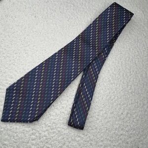 Turnbull & Asser Tie Navy Blue Silk Woven X Pattern Handmade England Classic